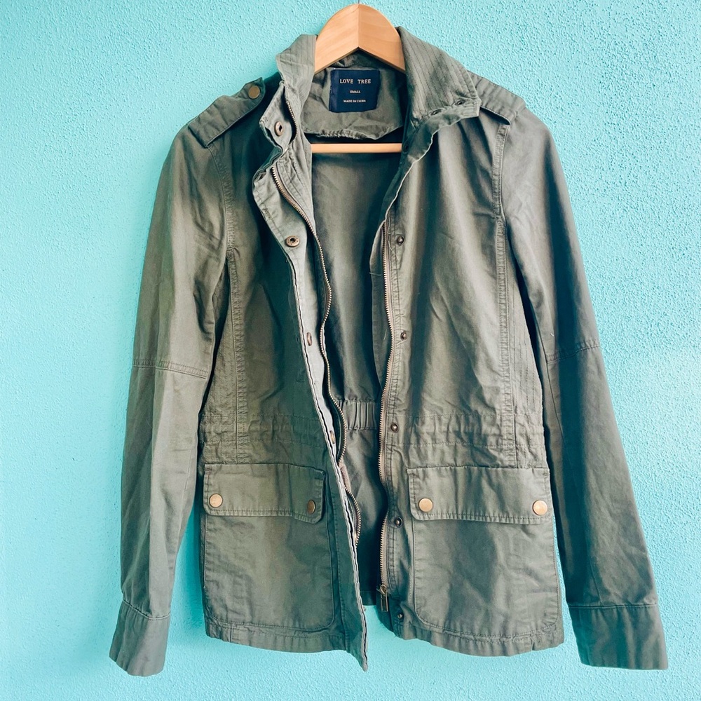 Olive Green Utility Jacket - Picture 2 of 7